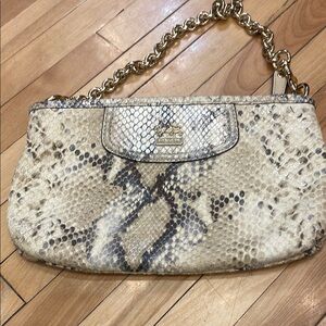 Coach Snakeskin Patterned Tan Shoulder Bag